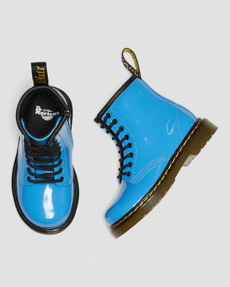 Blue Kids' Dr Martens Toddler 1460 Patent Leather Lace Up Boots | CA 700GSO